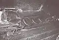 The overturned locomotive.