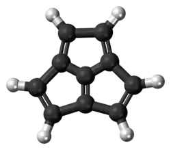 Ball-and-stick model of the acepentalene molecule