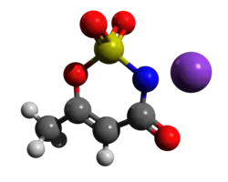 Ball-and-stick model of acesulfame potassium