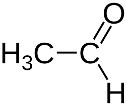 2D representation of the chemical structure of acetaldehyde .