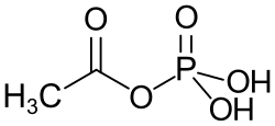 2D representation of the chemical structure of acetyl phosphate .