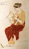 Kithara player 445–435 BCE from vase, painting by the Achilles Painter
