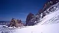 Dilapidated Independencia bivouac box on Aconcagua (December 1997, 6400 m)