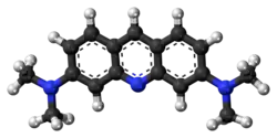 Ball-and-stick model of the acridine orange freebase molecule