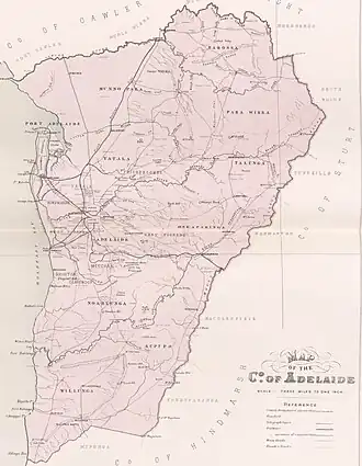 Map of Adelaide County in 1886 showing the hundreds
