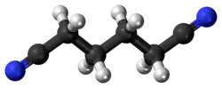 Ball-and-stick model of the adiponitrile molecule