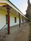 The adobe's south face