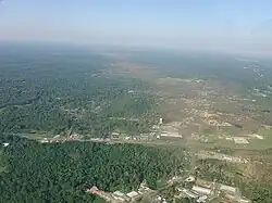 Aerial view of flattened infrastructure in Yazoo City