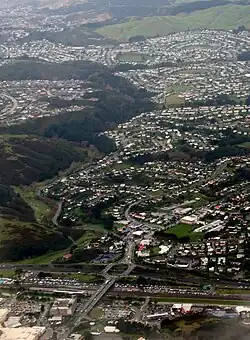 Porirua East and Rānui Heights, with Cannons Creek and Waitangirua in the distance