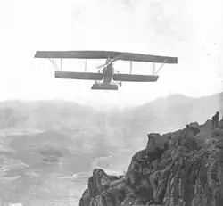 A Lohner B.I airplane of the Spanish Army returning to its base in the Tetuan area in 1913.
