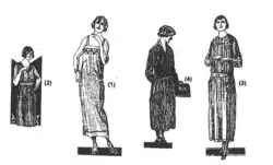 A book illustration of four women in 1920s western-style clothing