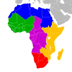 UN geoscheme for Africa Eastern Africa Middle Africa Northern Africa Southern Africa Western Africa