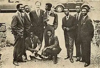 African Jazz in 1961, featuring prominent members such as Le Grand Kallé, Charles "Déchaud" Mwamba, Docteur Nico, Tabu Ley Rochereau, and Roger Izeidi