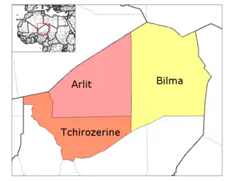 Arlit Department (old borders) location in the region
