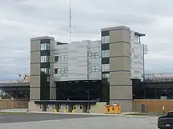 West End Entrance and Press Box Exterior.