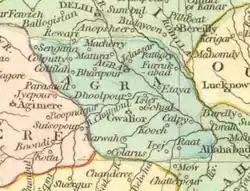 Agra Subah depicted in map of Mughal Empire by Robert Wilkinson (1805)