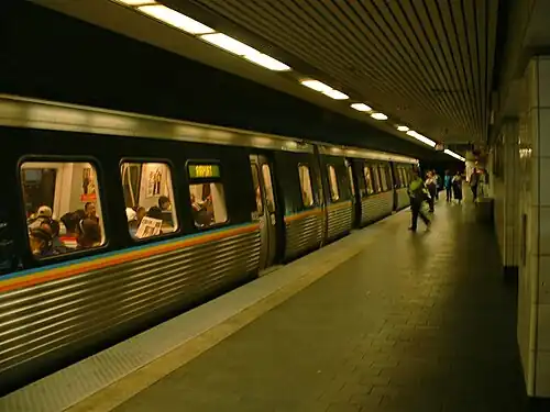 Southbound train at Civic Center (N2) Station