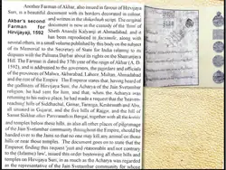 Firman issued by Akbar which considered Shikharji as pilgrimage