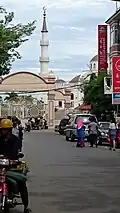 One of the minarets as seen from the street