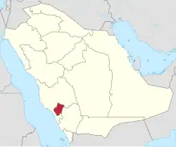 Map of Saudi Arabia with Al-Baha highlighted