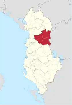 Location of Dibër County