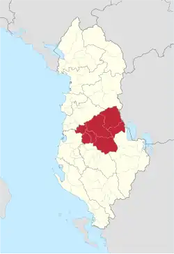 Location of Elbasan County