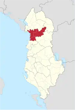 Location of Lezhë County