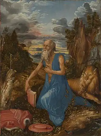 Albrecht Dürer, St. Jerome in the Wilderness, 1495, oil on panel,