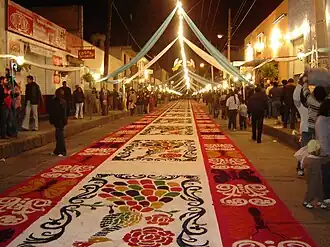 Image 62Sawdust carpet made during "The night no one sleeps" in Huamantla, Tlaxcala (from Culture of Mexico)