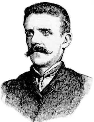 Pencil sketch of Alfred Edden circa 1930 as 39 year old man with short cropped hair and moustache