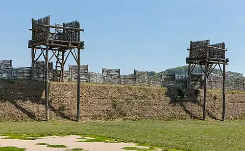 Reconstruction of the Roman contravallation of the battle of Alesia.