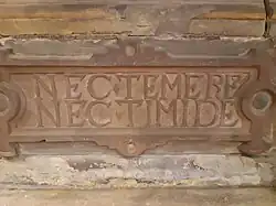 Detail of inscription on Fane Memorial Nec Temere Nec Timide