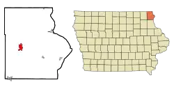 Location of Waukon within County and State