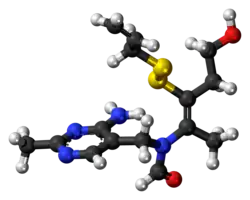 Ball-and-stick model of the allithiamine molecule