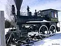 Historic locomotive near the former railroad station