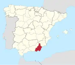 Map of Spain with the province of Almería highlighted
