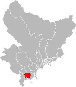 Situation of the canton of Le Cannet in the department of Alpes-Maritimes