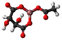 Ball-and-stick model of the aluminium acetotartrate molecule
