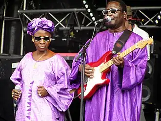 Image 29Malian musical duo Amadou et Mariam are known internationally for their music, combining Malian and international influences. (from Culture of Mali)