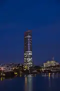 The tower during night time