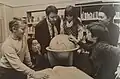 Photo taken at the American International School in Rotterdam in 1973 with Mr Antony Vadala (Principal), Mrs Patricia G Erickson (William K. Gordon Scholarship Fund) and students of the school