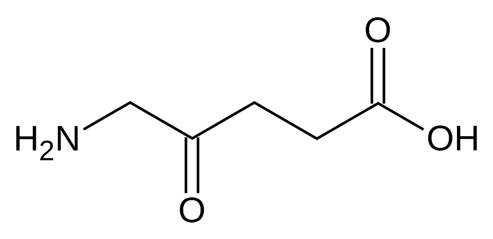 2D representation of the chemical structure of aminolevulinic acid .