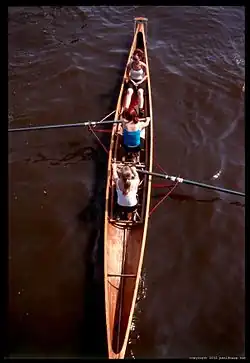 Sweep-oar rowing a coxed pair