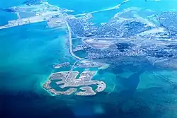 An aerial view of Amwaj Islands & Muharraq Island, looking towards the south.