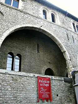 Anagni, Lazio, Pope's Palace and banner