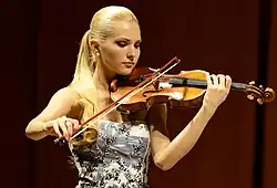 Anastasiya Petryshak during a concert in June 2015 in the Sala Santa Cecilia in Rome, with a violin by Antonio Stradivari from 1715, "Il Cremonese".