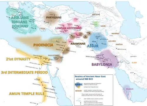 Map of the Near East in 900 BC