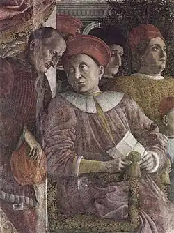 Camera degli Sposi, Ludovico Gonzaga and the secretary Marsilio Andreasi