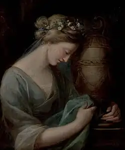 Female figure weeping over a monumental urn (Anne Hunter), 1766–1767, attributed to Angelica Kauffmann.