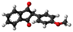 Ball-and-stick model of the anisindione molecule